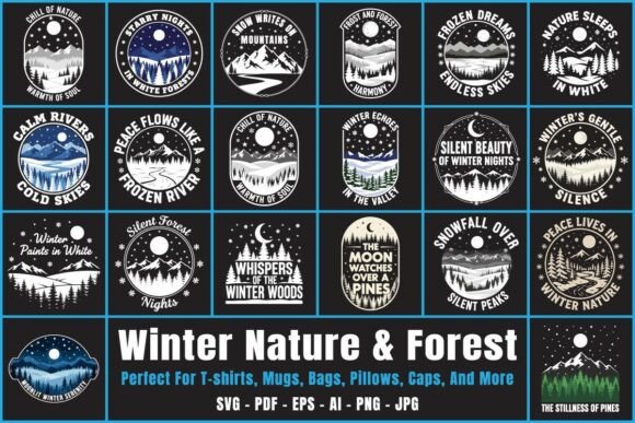 Download Winter Nature &amp; Forest T-Shirt Design Bundle - Bundle Collection