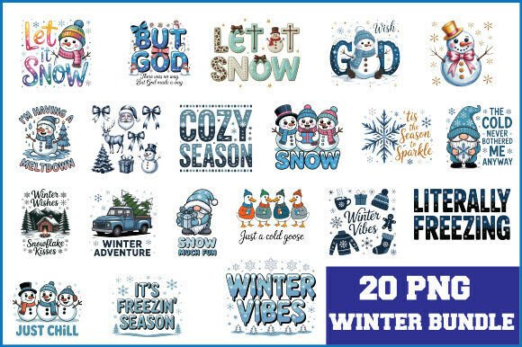 Download Winter Vibes Bundle, 20 Cozy Winter PNG - Bundle Collection