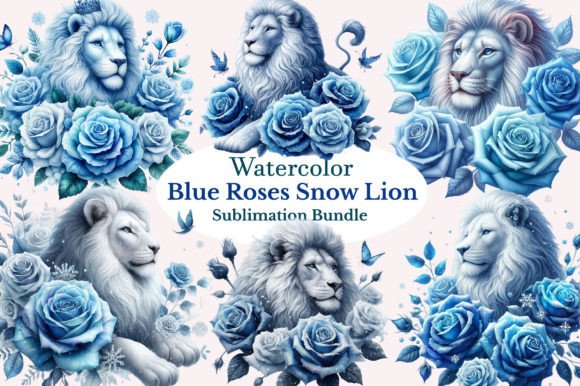 Download Blue Roses Snow Lion Clipart Bundle - Bundle Collection