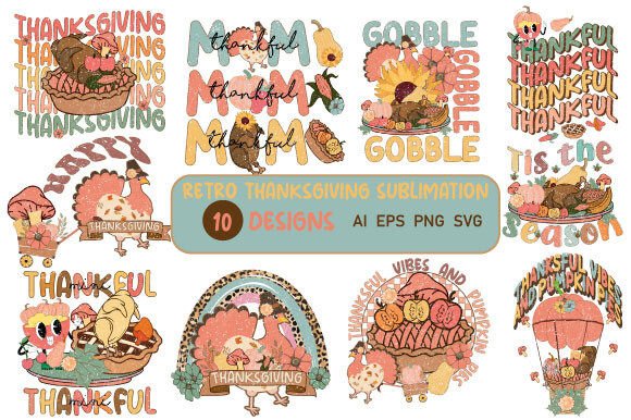 Download Retro Thanksgiving Sublimation Bundle - Bundle Collection