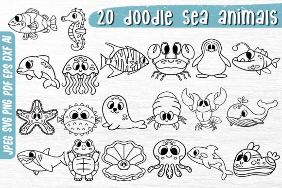 Download Sea Animal Doodle Svg Bundle - Bundle Collection