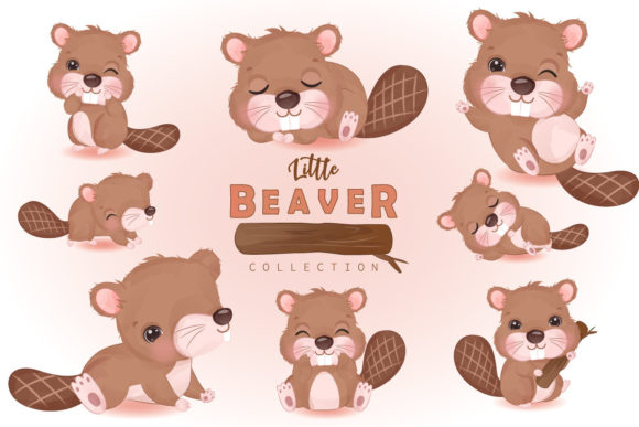 Download Adorable Little Beaver Clipart Set - Adorable Collection