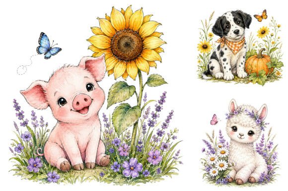 Download Watercolor Farm Animal Clipart Bundle - Bundle Collection