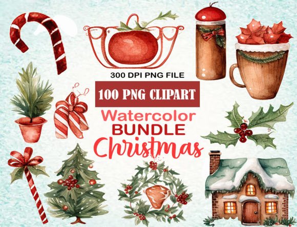 Download Watercolor Mega Christmas Clipart Bundle - Bundle Collection