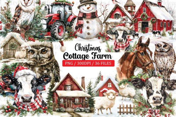 Download Cottage Farm Christmas Clipart Bundle - Bundle Collection