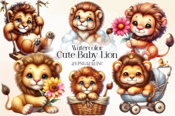 Download Cute Baby Lion Clipart Bundle - Bundle Collection