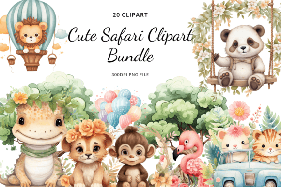 Download Cute Safari Clipart Bundle - Bundle Collection