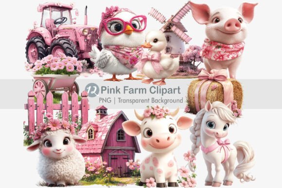 Download Pink Farm Clipart Bundle - Bundle Collection
