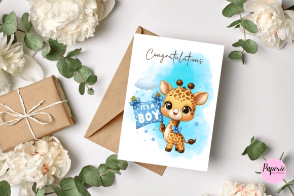 Download It's a Boy Giraffe Greeting Card - Giraffe Collection