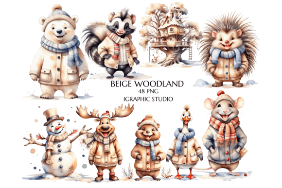 Download Beige Winter Animals Clipart Bundle - Premium Resources