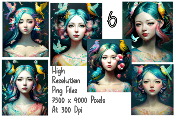 Download Woman Among Flora and Fauna Set of 6 - Premium Resources