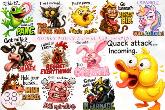 Download Funny Quirky Animal Sublimation Bundle - Bundle Collection