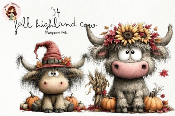 Download Fall Highland Cow PNG Clipart Bundle - Bundle Collection