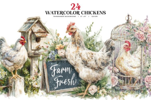 Download Watercolor Chicken Clipart Bundle - Bundle Collection