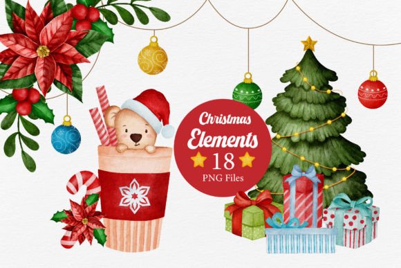 Download Watercolor Christmas Elements Bundle - Bundle Collection