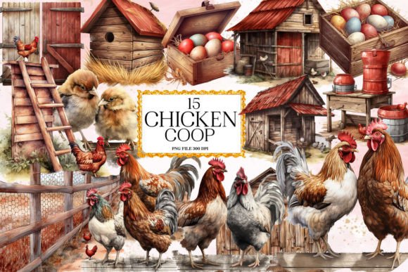 Download Rustic Chicken Coop Clipart Bundle - Bundle Collection