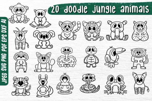 Download Jungle Animal Doodle Bundle Svg - Bundle Collection