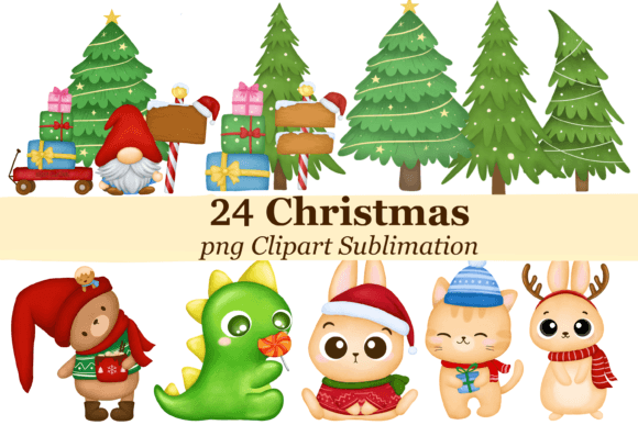 Download Bundle Christmas Tree Gnome Dino Clipart - Bundle Collection