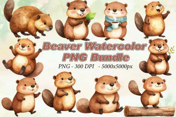 Download Beaver Watercolor PNG Bundle - Bundle Collection