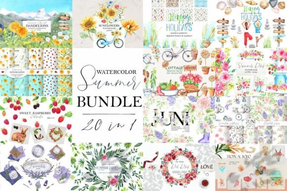 Download Watercolor Summer Bundle - Bundle Collection