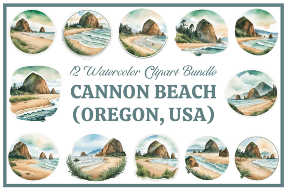 Download Cannon Beach Watercolor Clipart Bundle - Bundle Collection