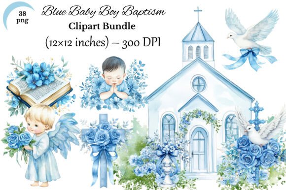 Download Blue Baby Boy Baptism Clipart Bundle ⭐ - Bundle Collection