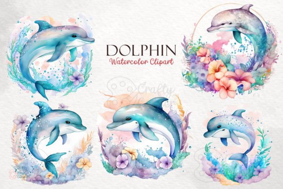 Download Dolphin Watercolor Clipart Bundle - Bundle Collection