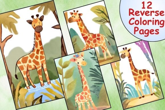 Download Cute Giraffe Reverse Coloring Pages - Giraffe Collection