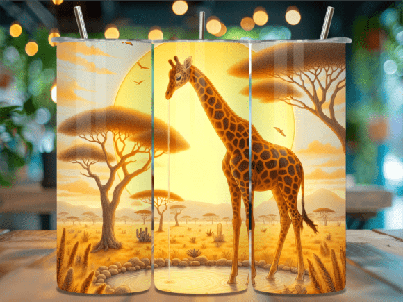 Download Giraffe Sunset African Savannah Tumbler - Giraffe Collection