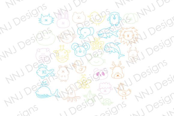 Download Cute Animal Doodle SVG Bundle - Bundle Collection
