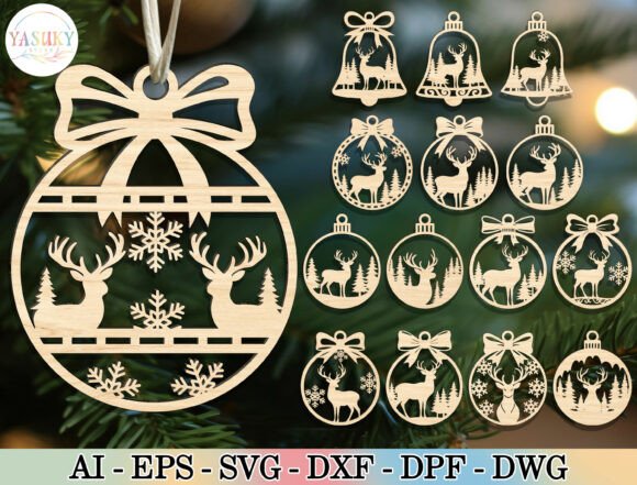 Download Reindeer Christmas Ornament SVG Bundle - Bundle Collection