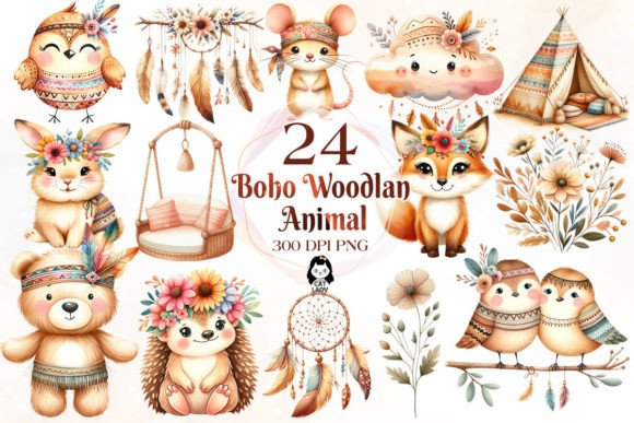 Download Boho Woodland Animal Clipart Bundle - Bundle Collection