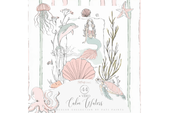 Download Pastel Mermaid Doodles Clipart Bundle - Bundle Collection