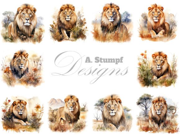 Download Lion Clipart Watercolor Animal Bundle - Bundle Collection