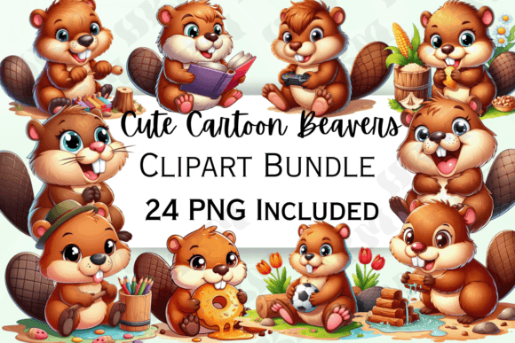 Download Cute Cartoon Beaver Clipart Bundle - Bundle Collection