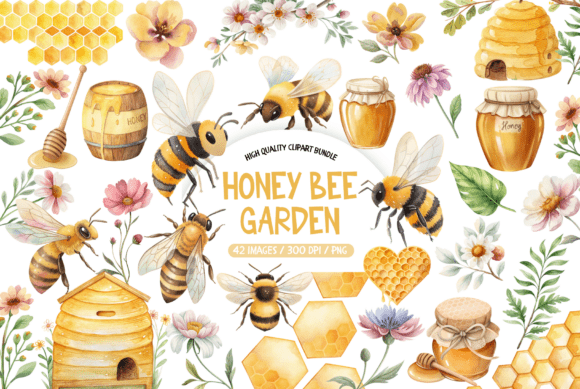 Download Honey Bee Garden Clipart Bundle - Bundle Collection