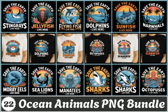 Download Ocean Animals PNG Sublimation Bundle - Bundle Collection