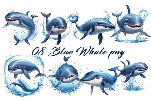 Download Blue Whale Clipart PNG Bundle. - Bundle Collection