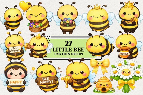 Download Kawaii Little Bee Clipart Bundle - Bundle Collection