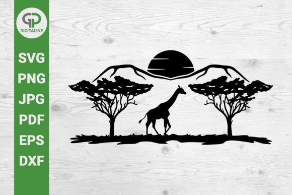 Download Giraffe on Safari, Sunset in Africa SVG - Giraffe Collection
