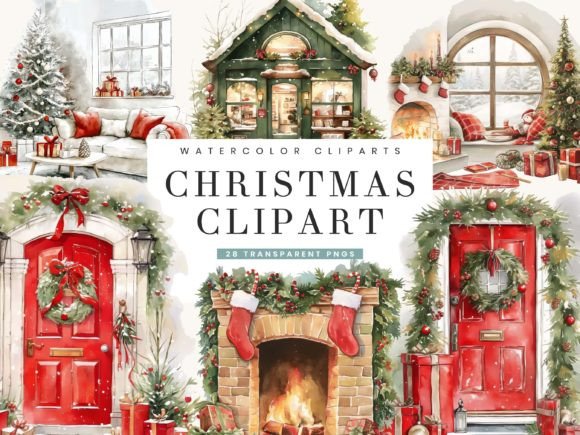 Download Watercolor Christmas Clipart Bundle - Bundle Collection