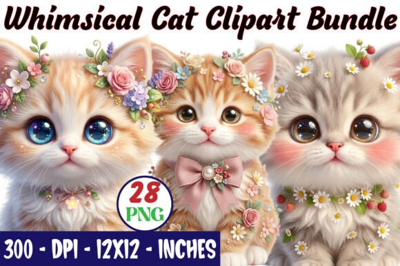 Download Whimsical Cat Clipart Bundle - Bundle Collection