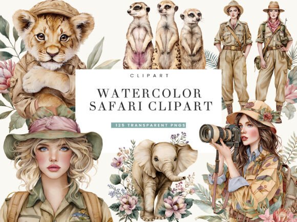 Download Watercolor Safari Clipart Bundle - Bundle Collection