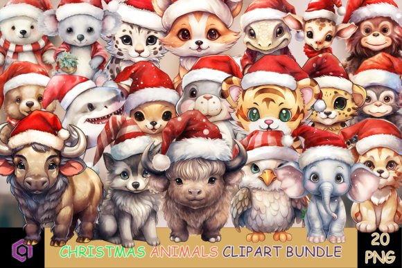 Download Christmas Animals Clipart Bundle - Christmas animals Collection