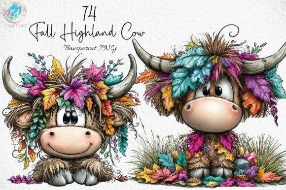 Download Fall Highland Cow PNG Clipart Bundle - Bundle Collection