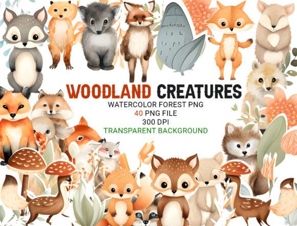 Download Watercolor Forest Friends Clipart Bundle - Bundle Collection