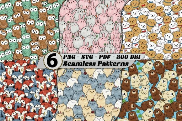 Download Cute Doodle Animal Bundle Patterns SVG - Bundle Collection
