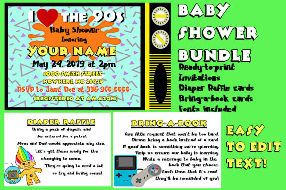 Download I Love the 90s Baby Shower Bundle - Bundle Collection